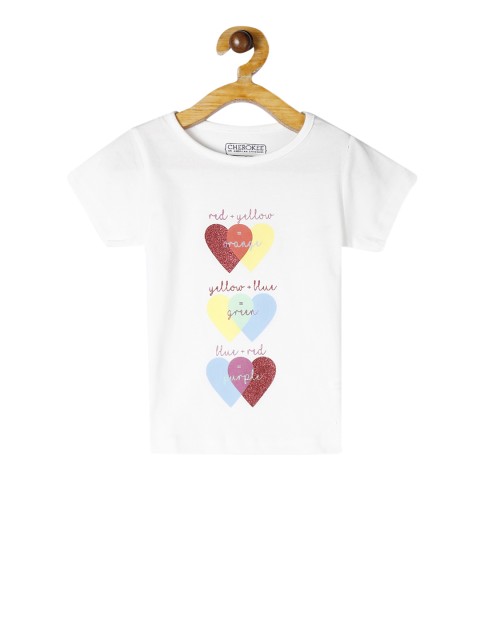 

Cherokee Girls White Printed Round Neck T-shirt