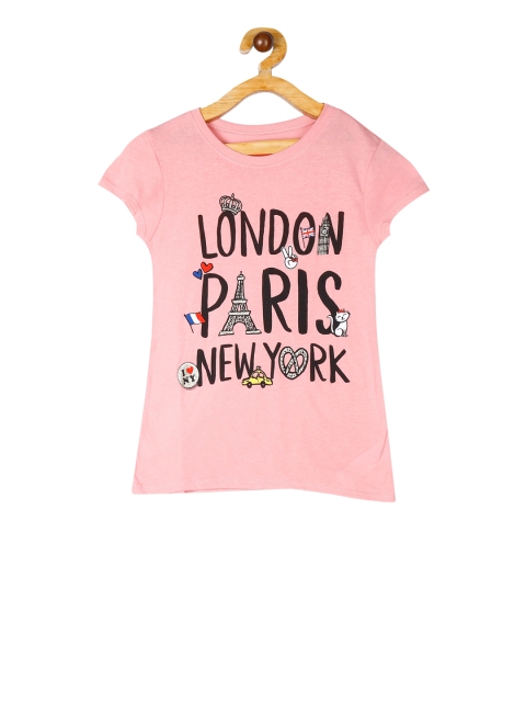 

The Childrens Place Girls Pink Printed Round Neck T-shirt