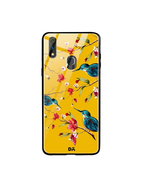 

DailyObjects Yellow & Blue Melody Birds Oppo Realme 3 Pro Glass Mobile Case Cover