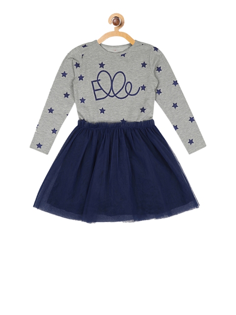 

ELLE Girls Grey Printed Fit and Flare Dress