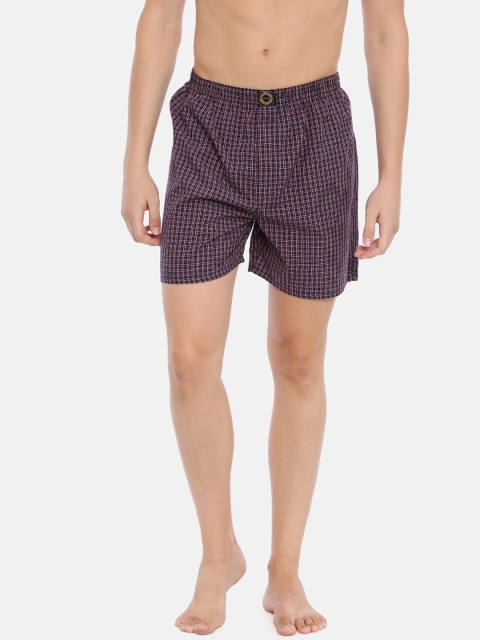 

Joven Men Navy Blue & Red Checked Boxers JBC-JB58