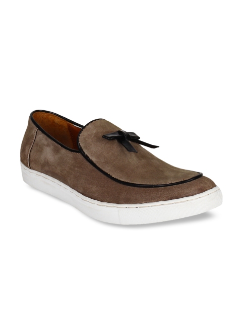 

AADY AUSTIN Men Brown Solid Suede Lightweight Slip-On Sneakers