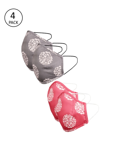 

Naughty Ninos Kids Pink & Grey 4 Pcs Reusable 3 Ply Outdoor Masks