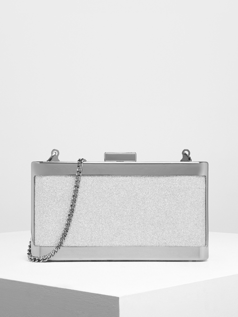 

CHARLES & KEITH Silver-Toned Colourblocked Embellished Sling Bag