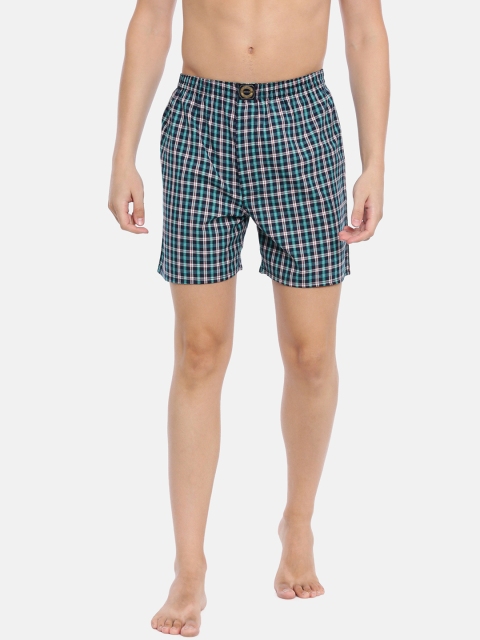 

Joven Men Navy Blue & Green Checked Boxers JBC-JB69