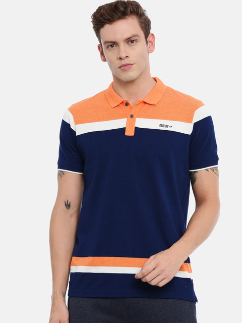 

Proline Active Men Navy Blue Colourblocked Polo Collar T-shirt