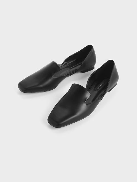 

CHARLES & KEITH Women Black Solid PU Ballerinas