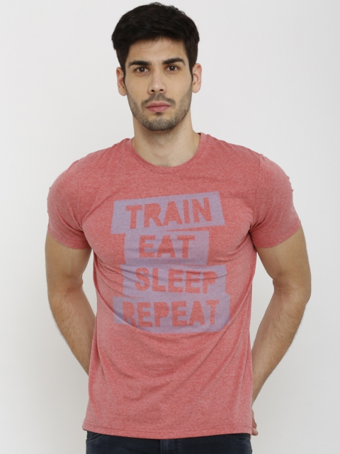 

Rex Straut Jeans Men Pink Printed Round Neck T-shirt