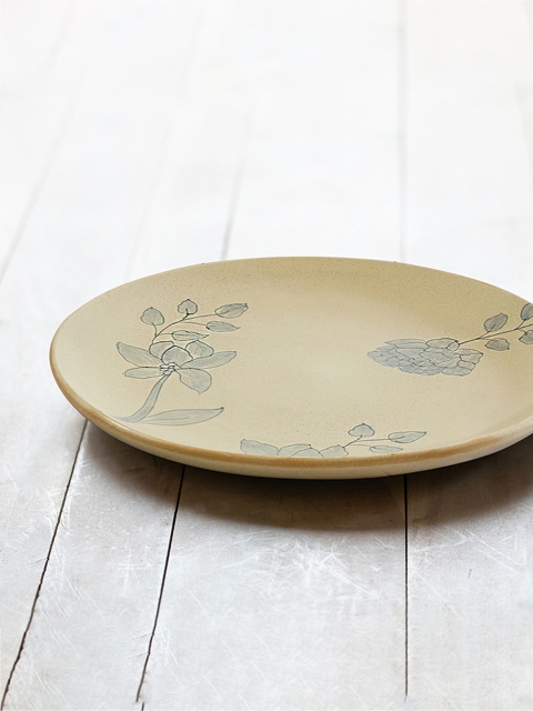 

ellementry Off-White & Blue Printed Fiore Ceramic Thali