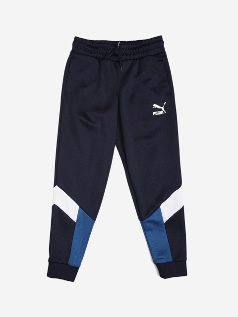 

Puma Boys Navy Blue & White Colourblocked Straight-Fit Iconic MCS Joggers