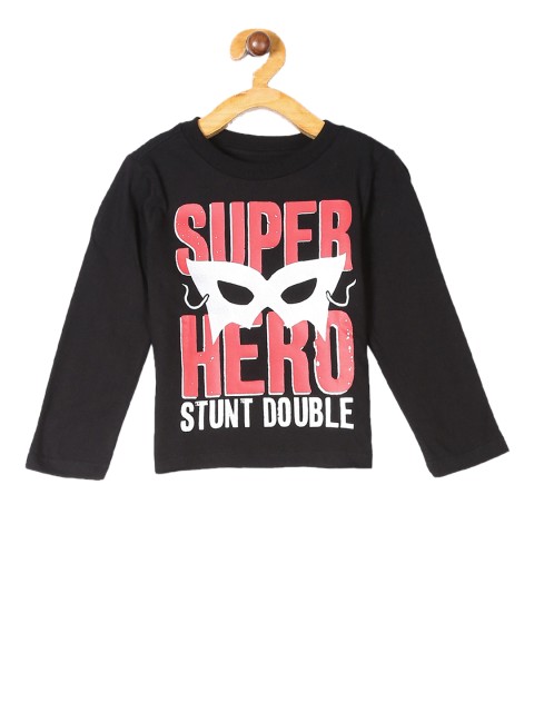 

The Childrens Place Boys Black & Pink Printed Round Neck T-shirt