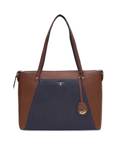 

Da Milano Blue & Brown Colourblocked Shoulder Bag