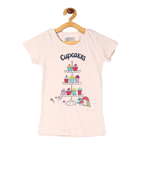 

Cherokee Girls Pink & Blue Printed Embroidered Round Neck T-shirt