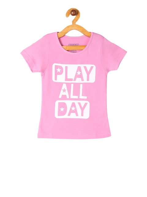 

Cherokee Girls Pink Printed Round Neck T-shirt