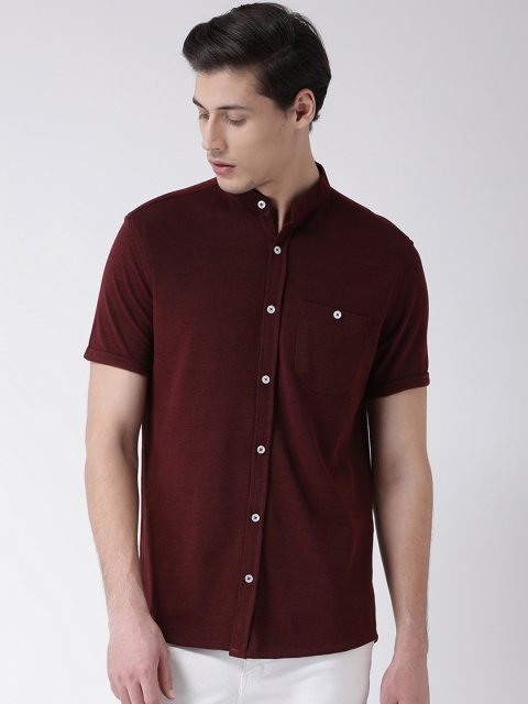 

Club York Men Burgundy Regular Fit Solid Casual Shirt