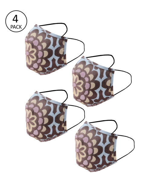 

naughty ninos Kids Pack Of 4 Printed 3-Ply Reusable Outdoor Masks, Brown