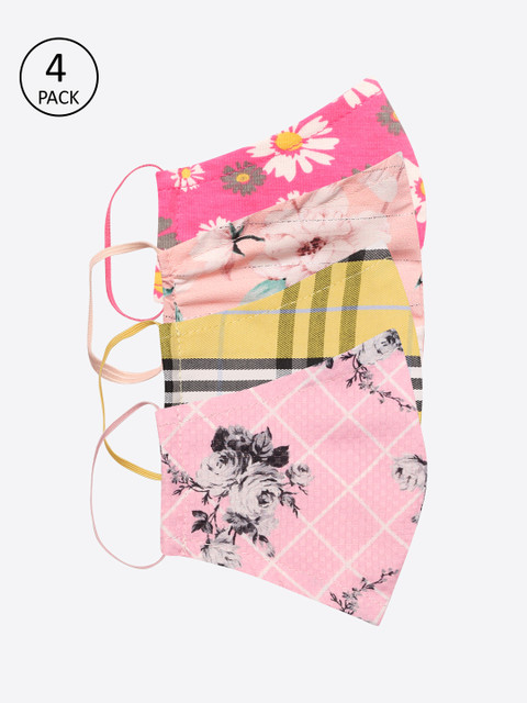 

CUTECUMBER Girls 4 Pcs Assorted 2-Ply Reusable Cloth Masks