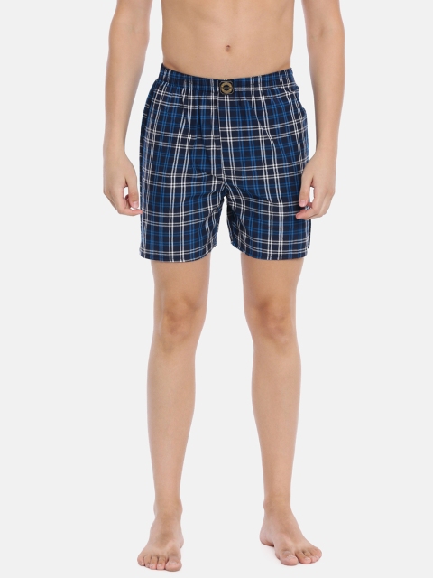 

Joven Men Blue & Off-White Checked Boxers JBC-JB90