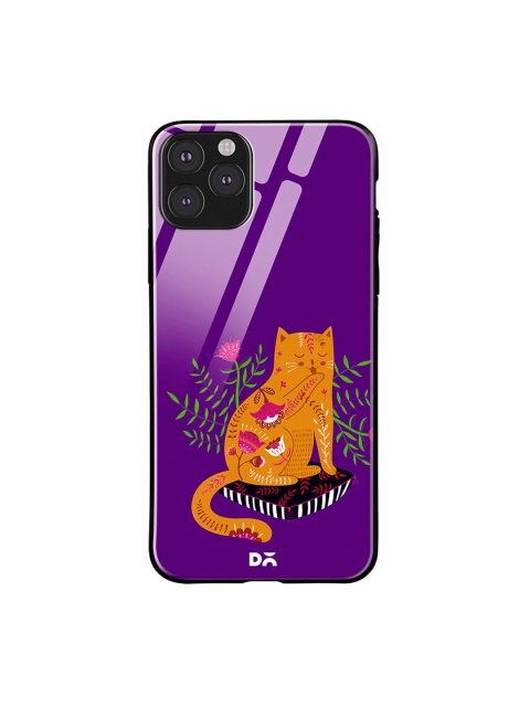 

DailyObjects Purple & Yellow Happy Kitty iPhone 11 Pro Max Glass Case Cover