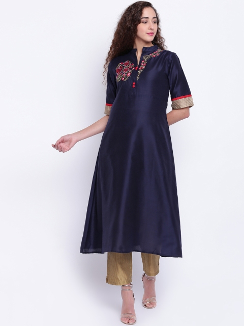 

Shakumbhari Women Navy Blue Embroidered Anarkali Kurta