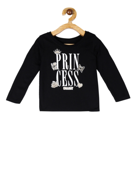 

The Childrens Place Girls Black Printed Round Neck T-shirt