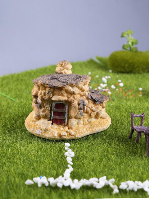 

TAYHAA Multi-Coloured Miniature Small House For Back Garden Accessory, Beige