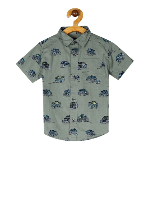 

The Childrens Place Boys Green Regular Fit Printed Casual Shirt