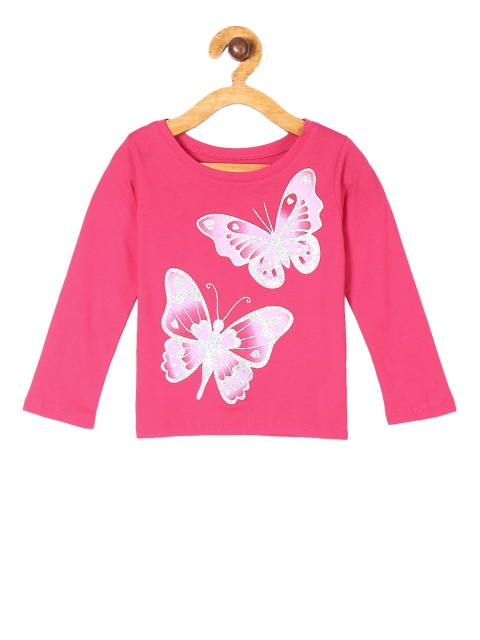 The Childrens Place Infant Girls Pink Printed Sheen Round Neck T-shirt