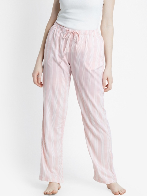 

Dreamz by Pantaloons Women Pink & White Striped Lounge Pants