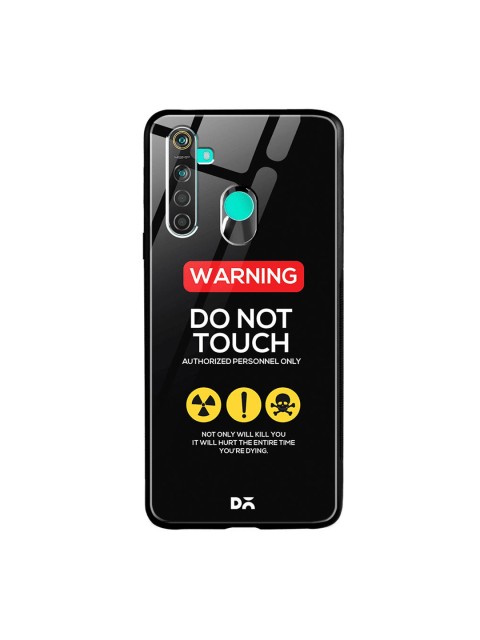 

DailyObjects Black & White Do Not Touch Oppo Realme 5 Glass Case Cover