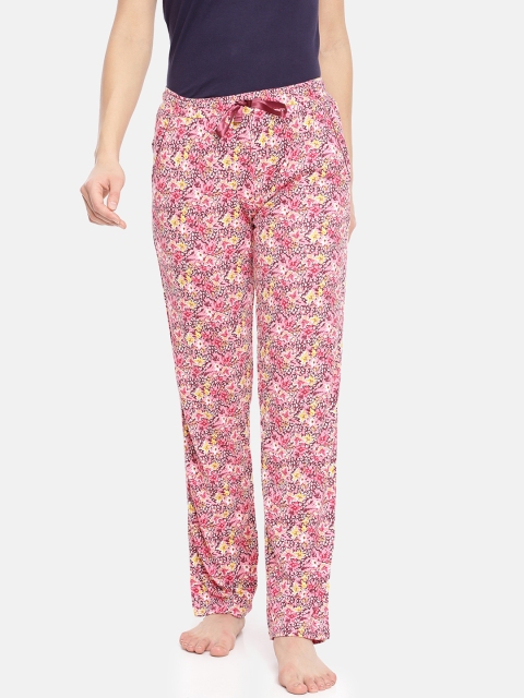 

Macrowoman W-Series Women Pink & Maroon Floral Printed Lounge Pants