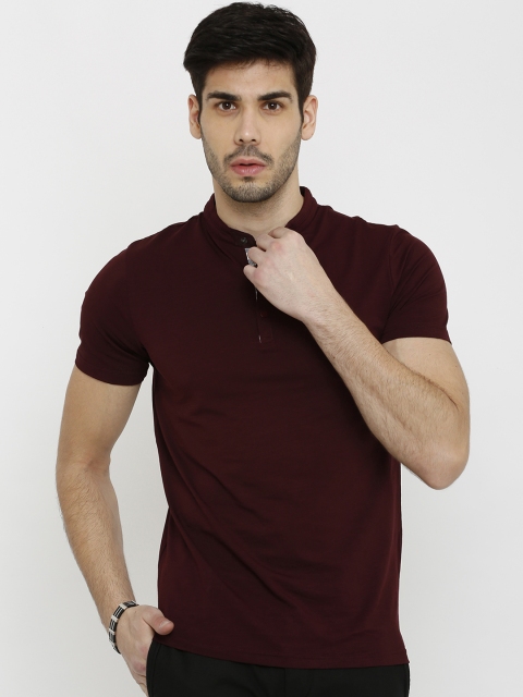 

Rex Straut Jeans Men Maroon Solid Polo Collar Slim Fit T-shirt