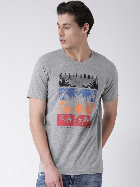 

Club York Men Grey Printed Round Neck T-shirt