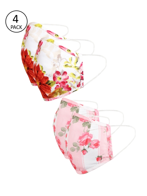 

naughty ninos Kids Floral Printed 4 Pcs 3-Ply Outdoor Masks, Multi
