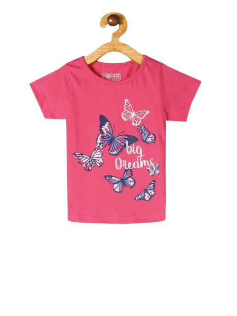 

Cherokee Girls Pink Printed Round Neck T-shirt