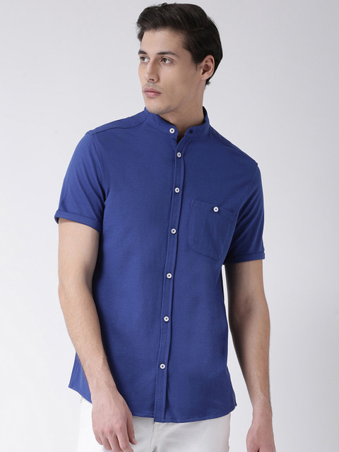 

Club York Men Blue Regular Fit Solid Casual Shirt