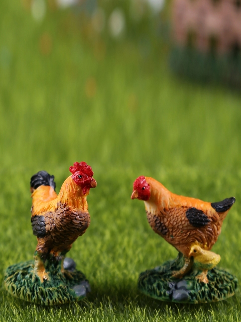 

TAYHAA Set of 2 Pair Multi-Coloured Cute and Colorful Miniature Hens Garden Accessories