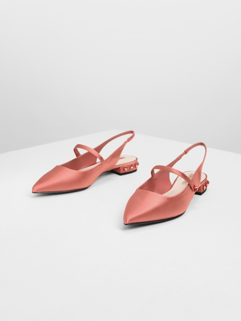 

CHARLES & KEITH Women Coral Pink Solid Ballerinas