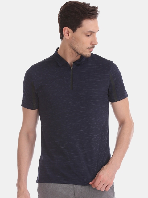 

Flying Machine Men Navy Blue Solid Polo Collar T-shirt