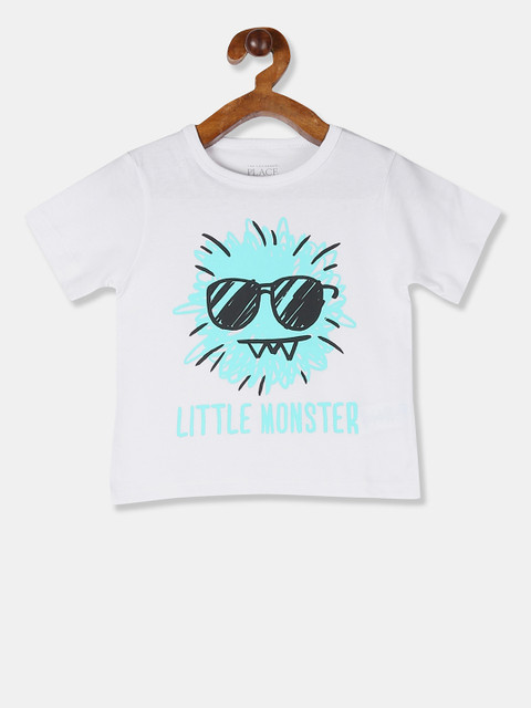 

The Childrens Place Boys White & Blue Printed Round Neck T-shirt