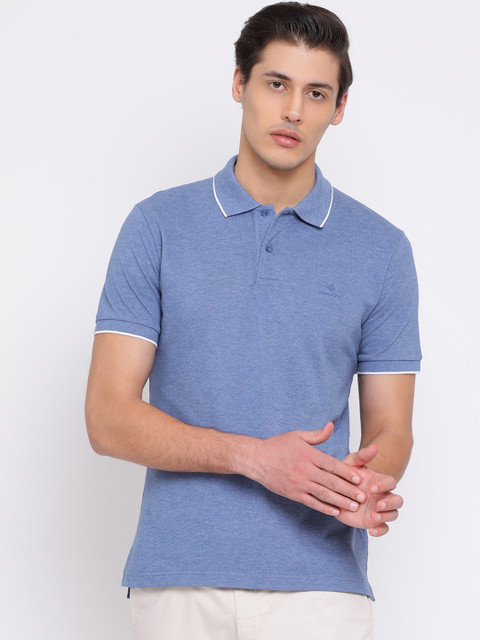 

GANT Men Blue Solid Polo Collar T-shirt