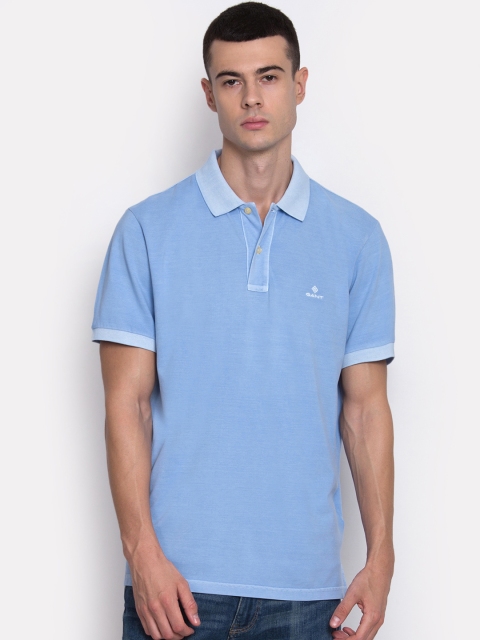 

GANT Men Blue Solid Polo Collar T-shirt