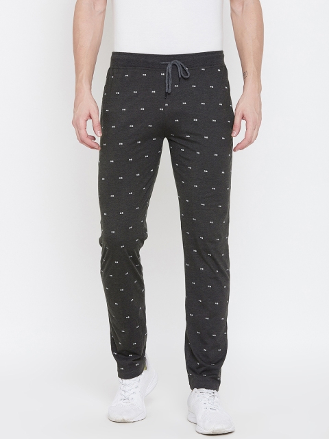 

Okane Men Charcoal Grey Printed Track Pants
