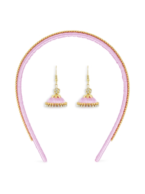 

AKSHARA Girls Rose & Gold-Toned Beaded Hair Accessory Set