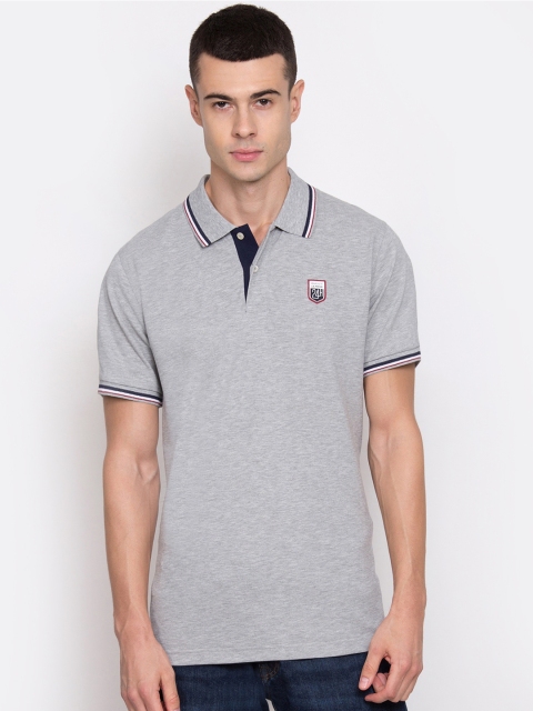 

GANT Men Grey Solid Polo Collar T-shirt