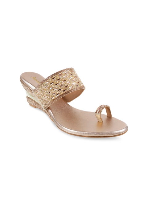 

Metro Women Champagne-Toned Embellished Wedges