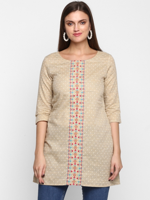 

Teal19 Women's Beige & White Embroidered Tunic