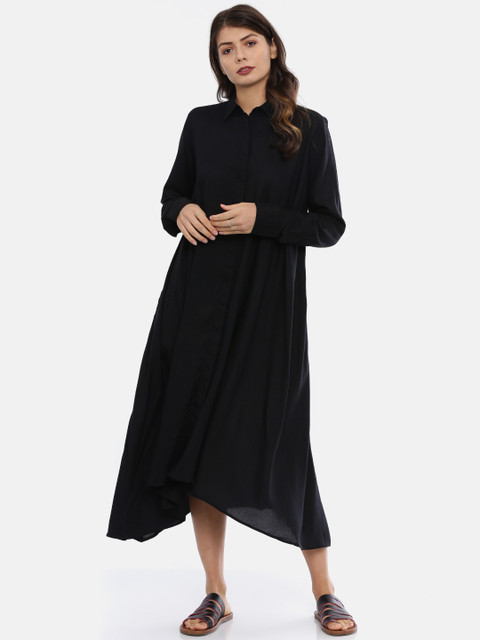

IDK Women Black Solid Asymmetric Hem Tunic