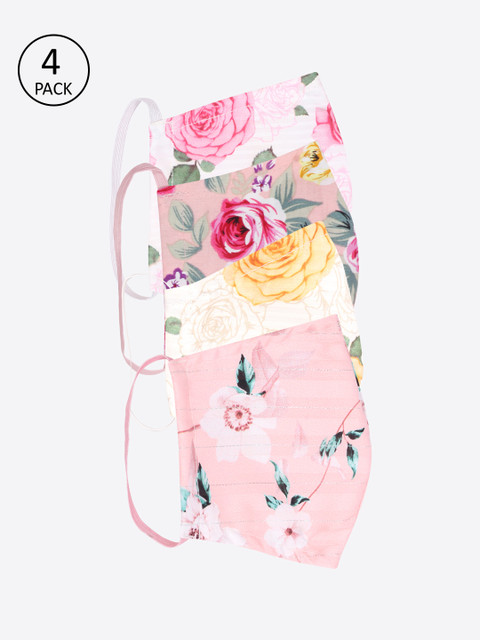 

CUTECUMBER Girls 4 Pcs Assorted Floral Printed 2 Ply Reusable Cloth Masks