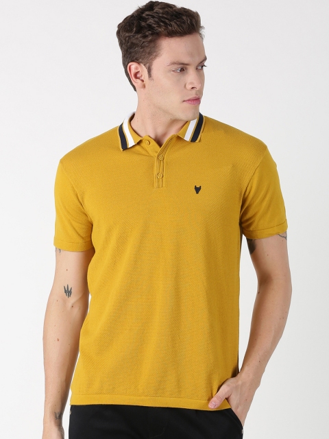 

BLACK BUCK Men Mustard Yellow Solid Polo Collar T-shirt
